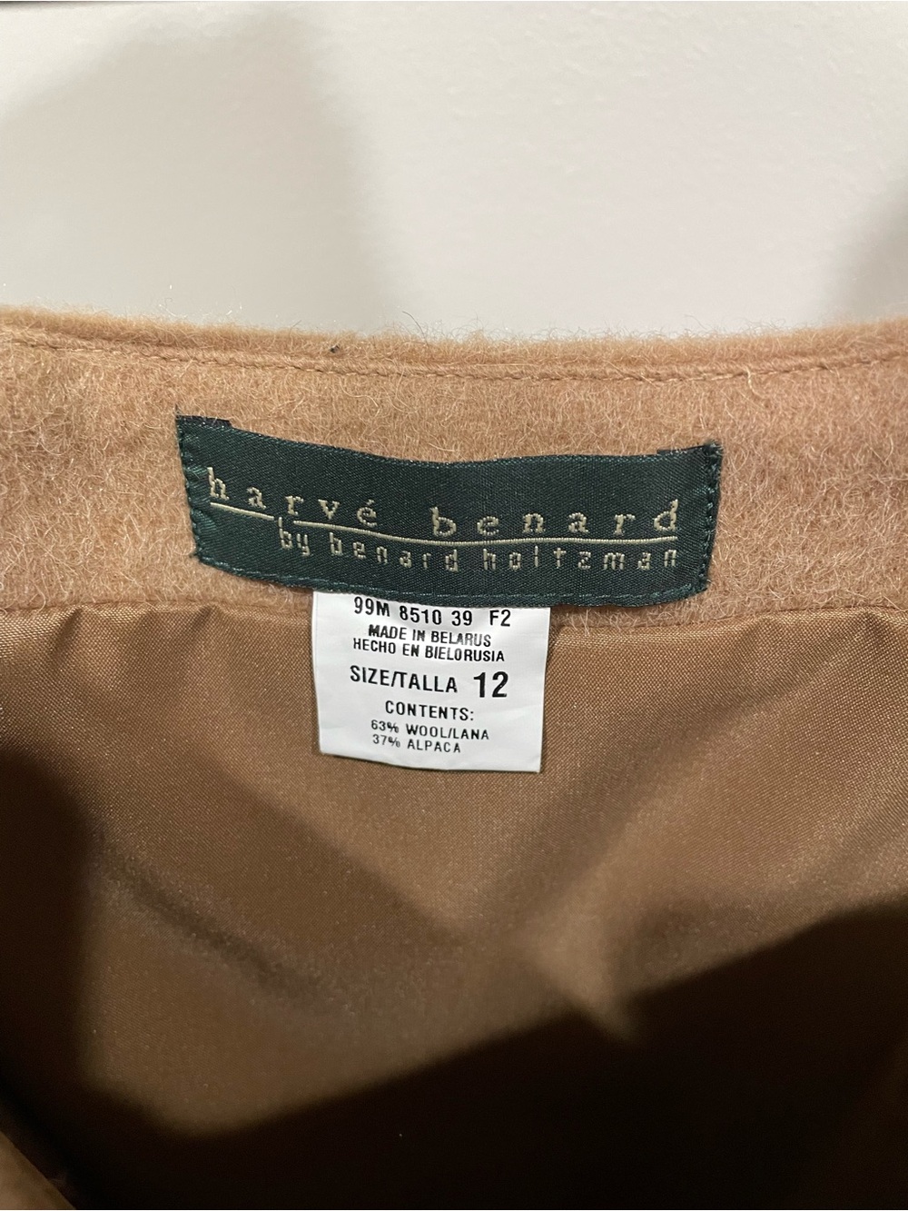 Harvé Benard tan wool-alpaca long skirt size 12